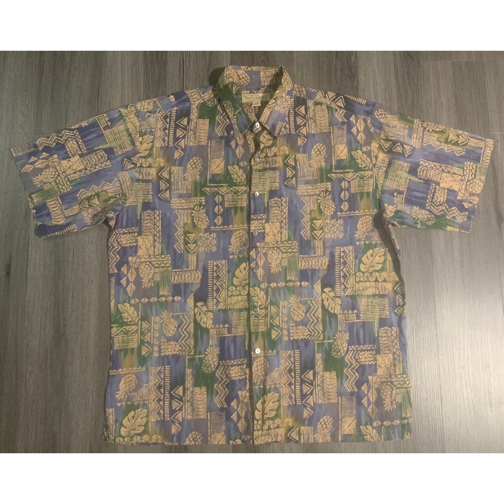 Tori Richard Men's Multi-Color Hawaiian 100% Cotton Lawn Pineapple Shirt Size XL